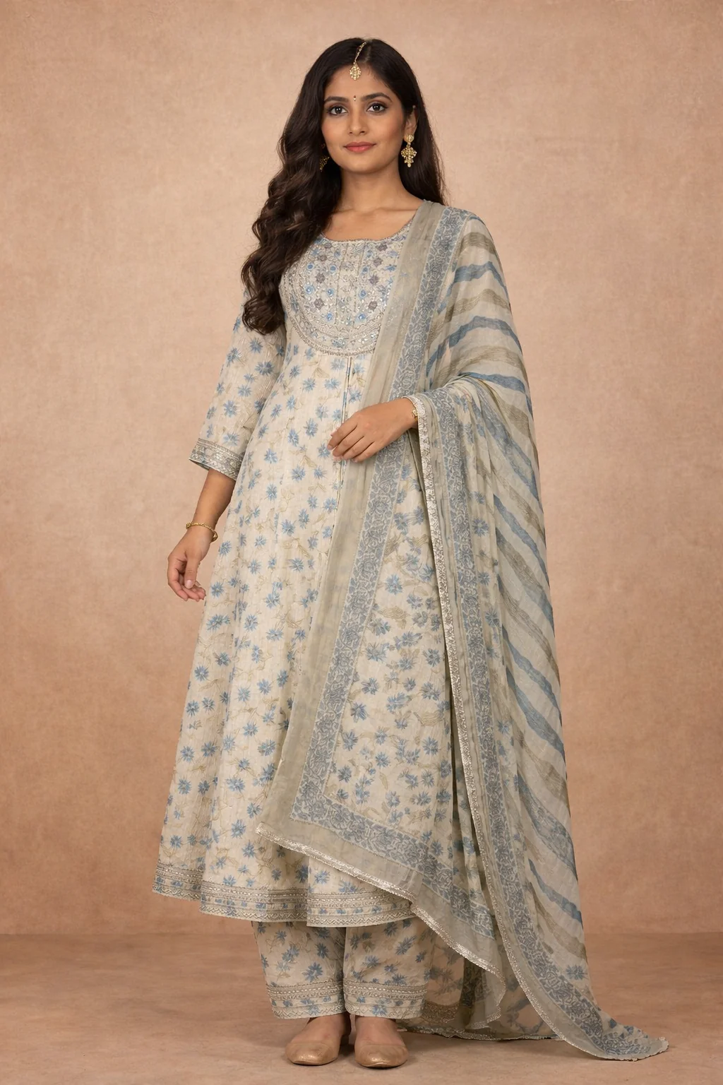 Sandal Floral Embroidered Anarkali Salwar Suit